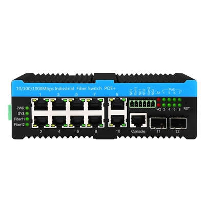 90w Managed DC48v Industrial Poe Switch Gigabit Fiber Switch Din Rail For Outdoor