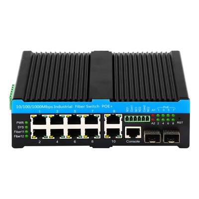 90w Managed DC48v Industrial Poe Switch Gigabit Fiber Switch Din Rail For Outdoor