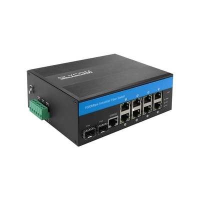 Managed DIN-Rail 8 Port Gigabit Industrial Network Switch With 2 SFP